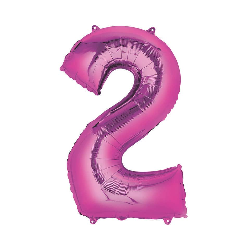 Folienballon Zahl 2, 88x50cm, rosa  9907279 9007279 86cm