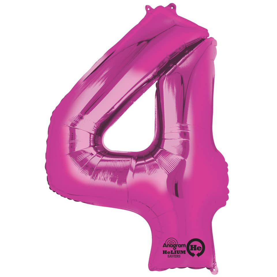 Folienballon Zahl 4, 88x58cm, pink  9907283 9907283  86cm