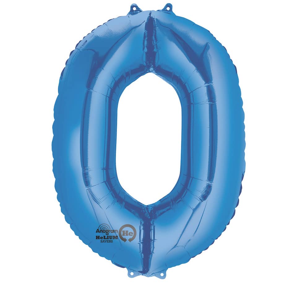 Folienballon Zahl 0, 88x66cm, blau AMSCAN 2827001 AMSCAN 2827001 / 9907274 86cm