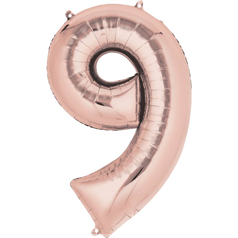 Folienballon Zahl 9, 89x60cm, rose gold  9906284 Amscan 9906284 89x60cm,