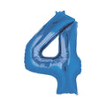 Folienballon Zahl 4, 88x58cm, blau  9907282 9907282 86cm