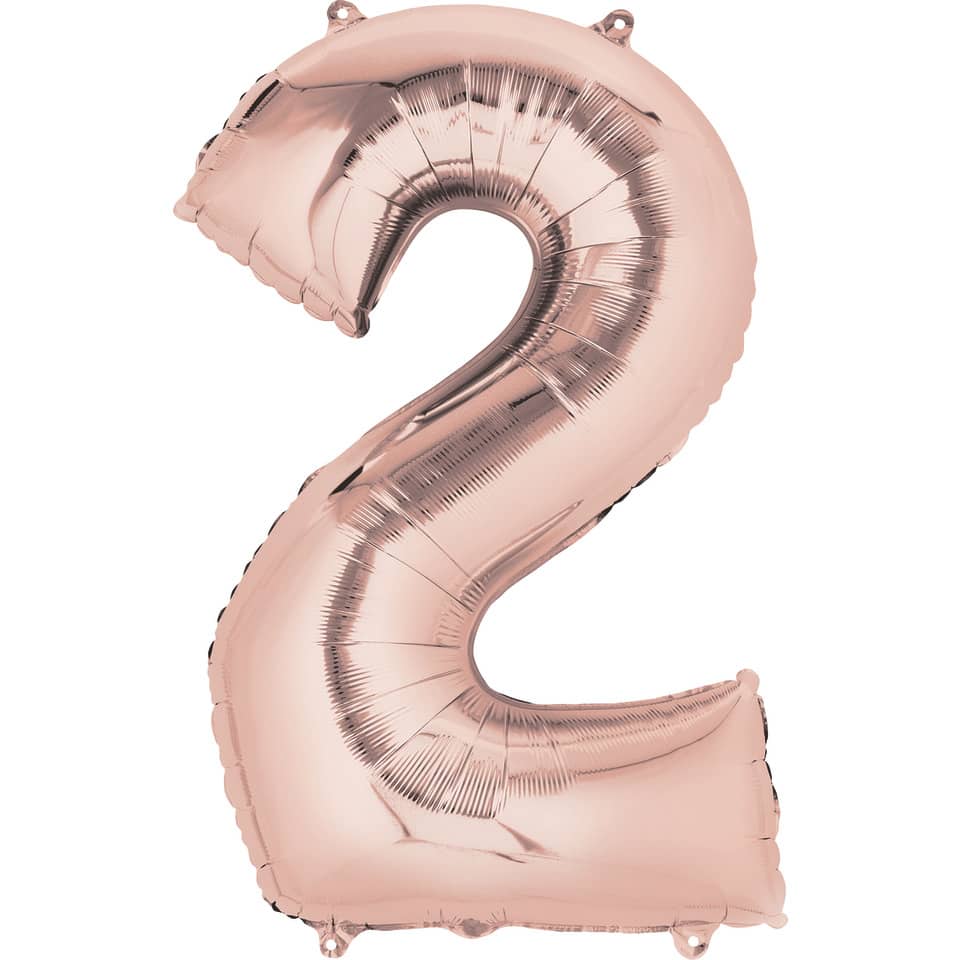 Folienballon Zahl 2, 88x50cm, rose gold AMSCAN 9906278 Amscan 9906277 88x50cm