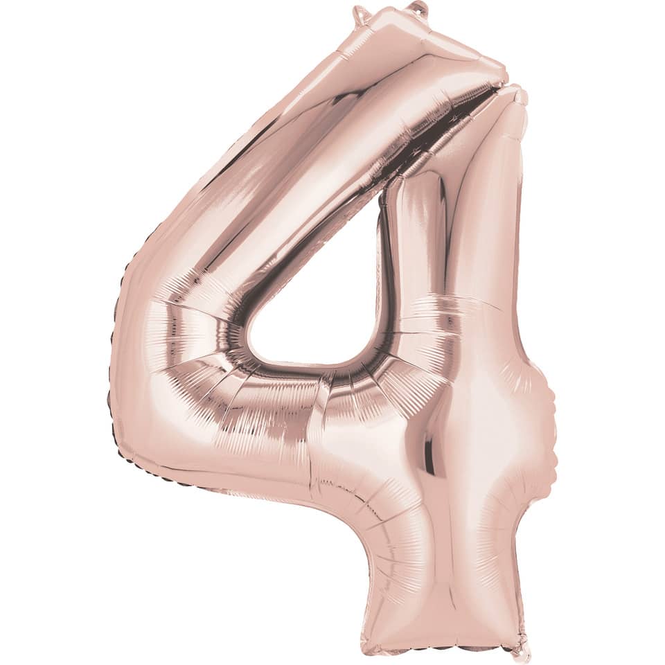 Folienballon Zahl 4, 88x66cm, rose gold AMSCAN 9906279 Amscan 9906279 93x65 cm