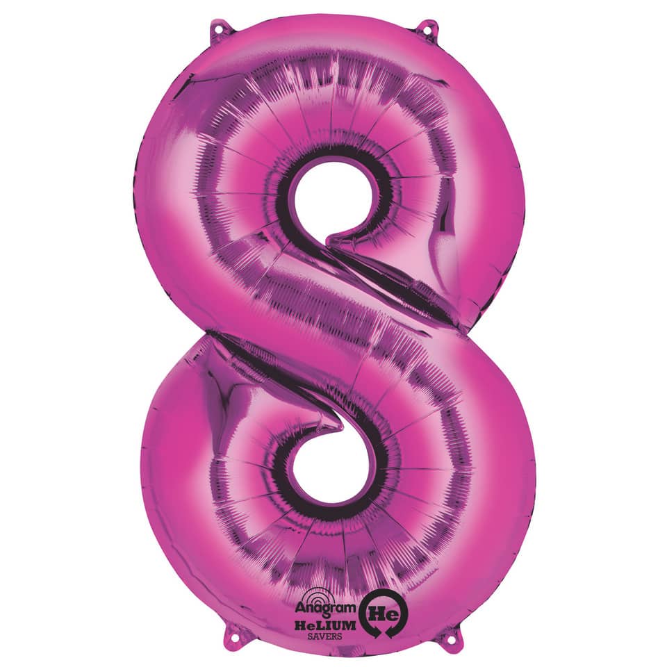 Folienballon Zahl 8, 83x53cm, rosa  9907291 9907291 / 2829601 86cm
