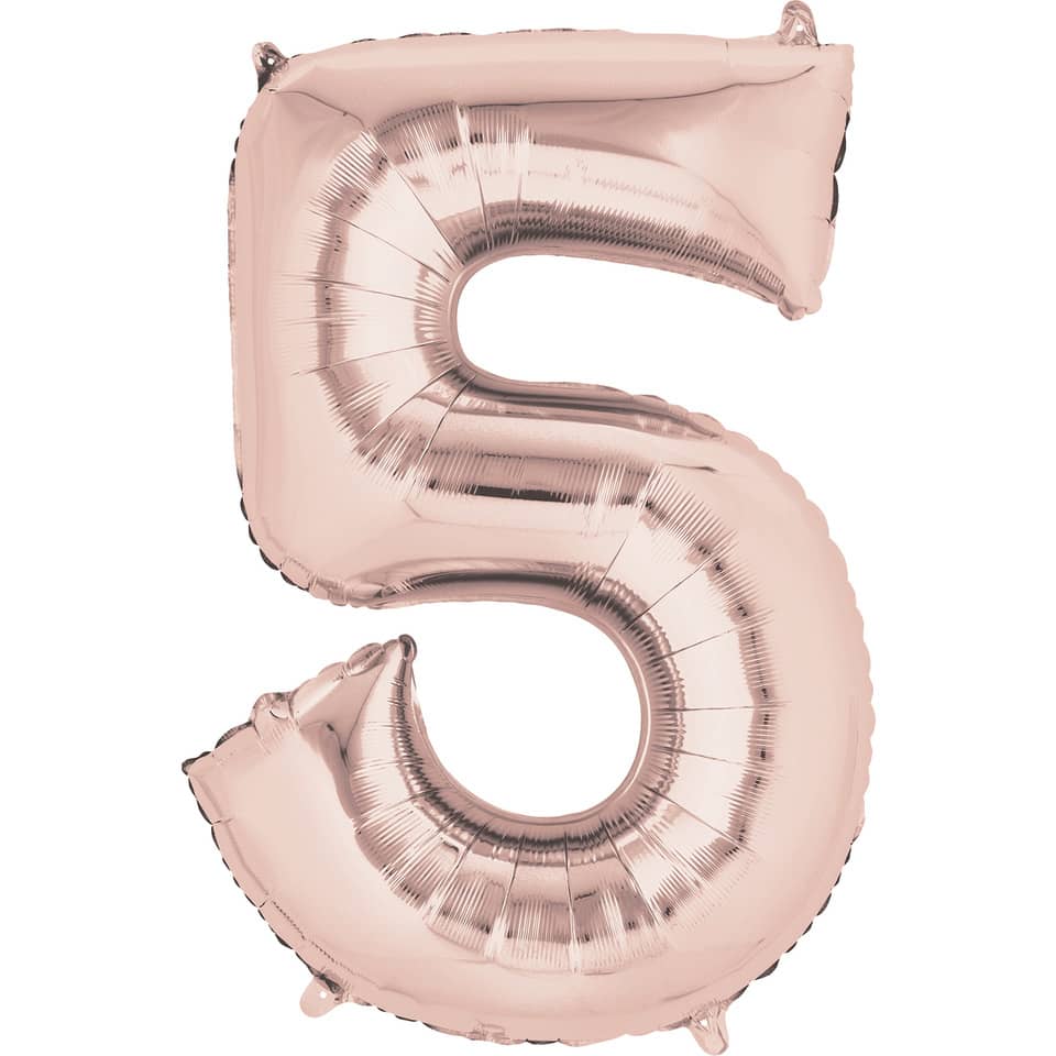Folienballon Zahl 5, 92x57cm, rose gold AMSCAN 9906280 Amscan 9906280 92x57cm