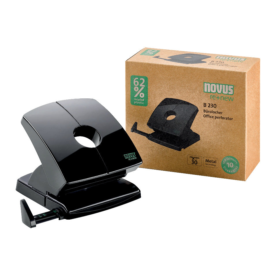 Locher B 230 re+new, 30 Blatt, Anschlagschiene, Metall, schwarz NOVUS 025-0637 NOVUS 025-0637 60-B230RENEW01