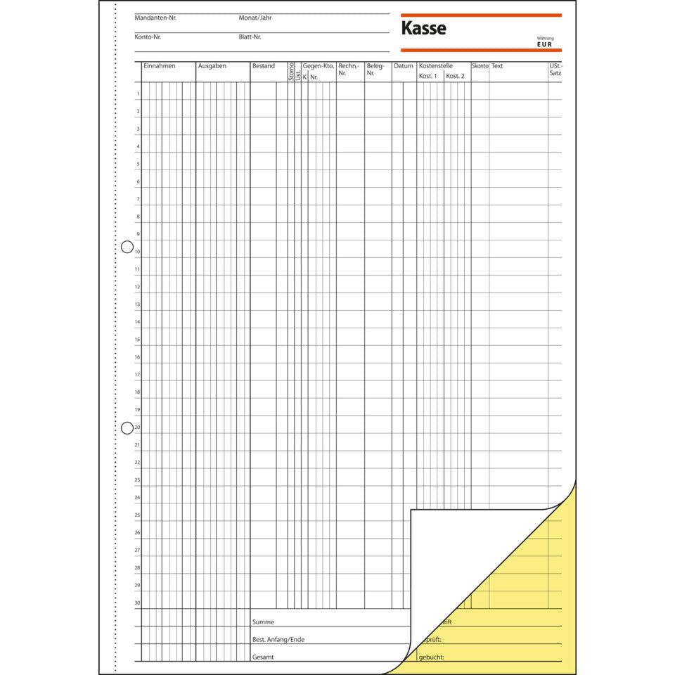 Kassenbuch EDV, A4, 2x50 Blatt, Steuerschiene 300 SIGEL KG429 SIGEL KG429 Steuersch,300