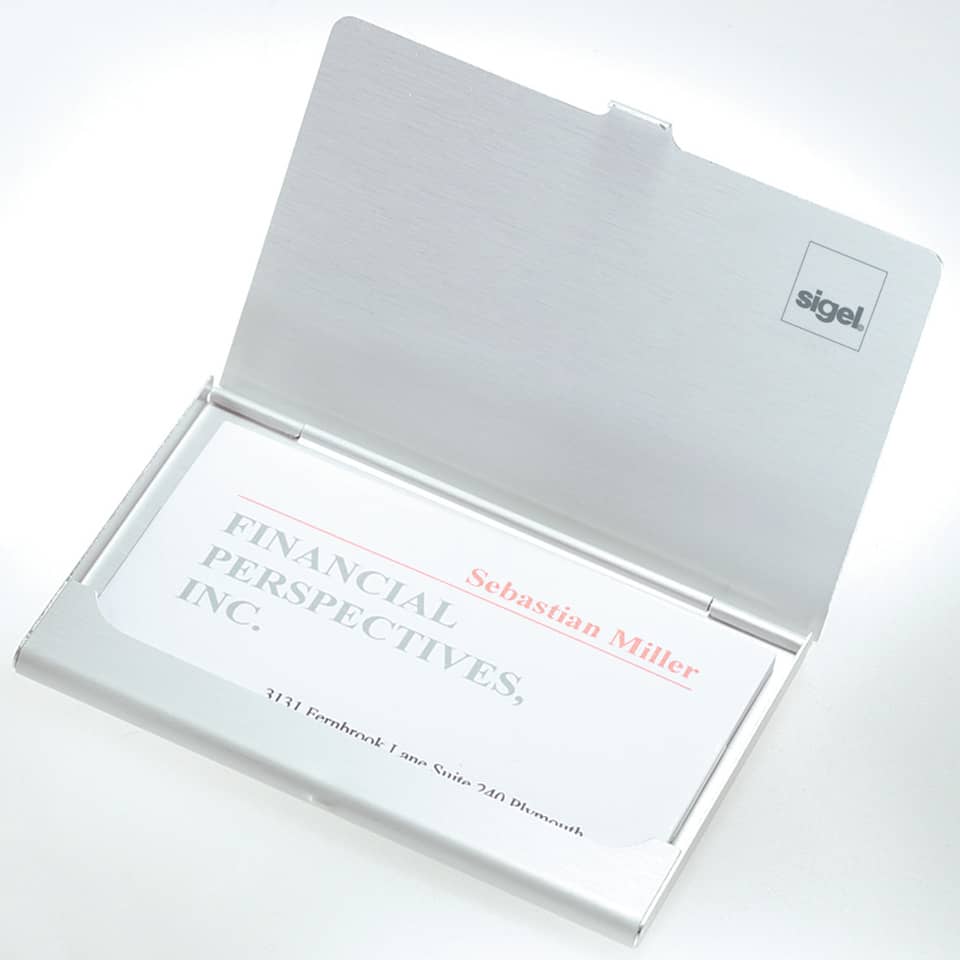 Visitenkarten-Etui, 15 Karten, Aluminium, silber SIGEL VZ135 SIGEL VZ135  f. 15 Karten max 91x58mm