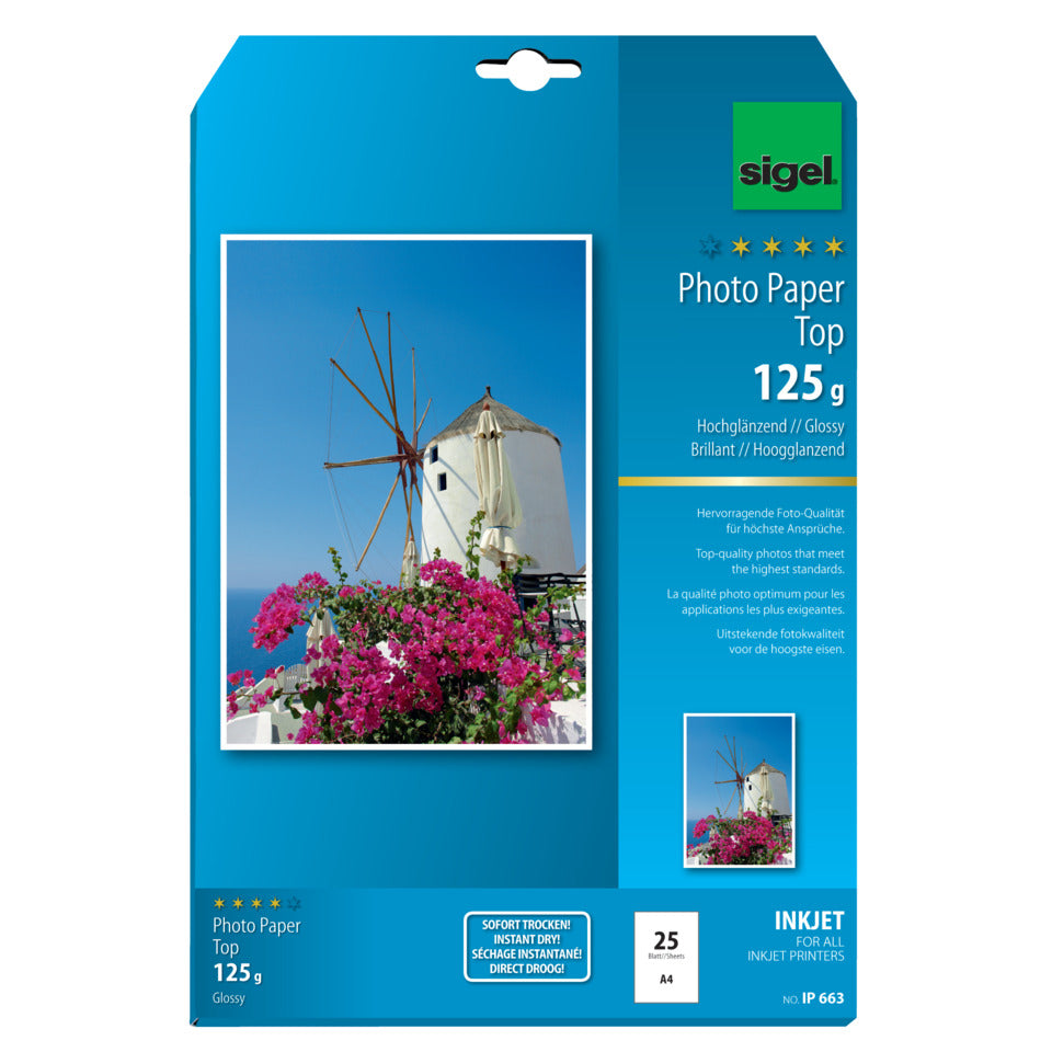 Inkjet Papier Professional, A4, 125g/m², 25 Blatt, weiß SIGEL Ip663 SIGEL IP663 125g  A4