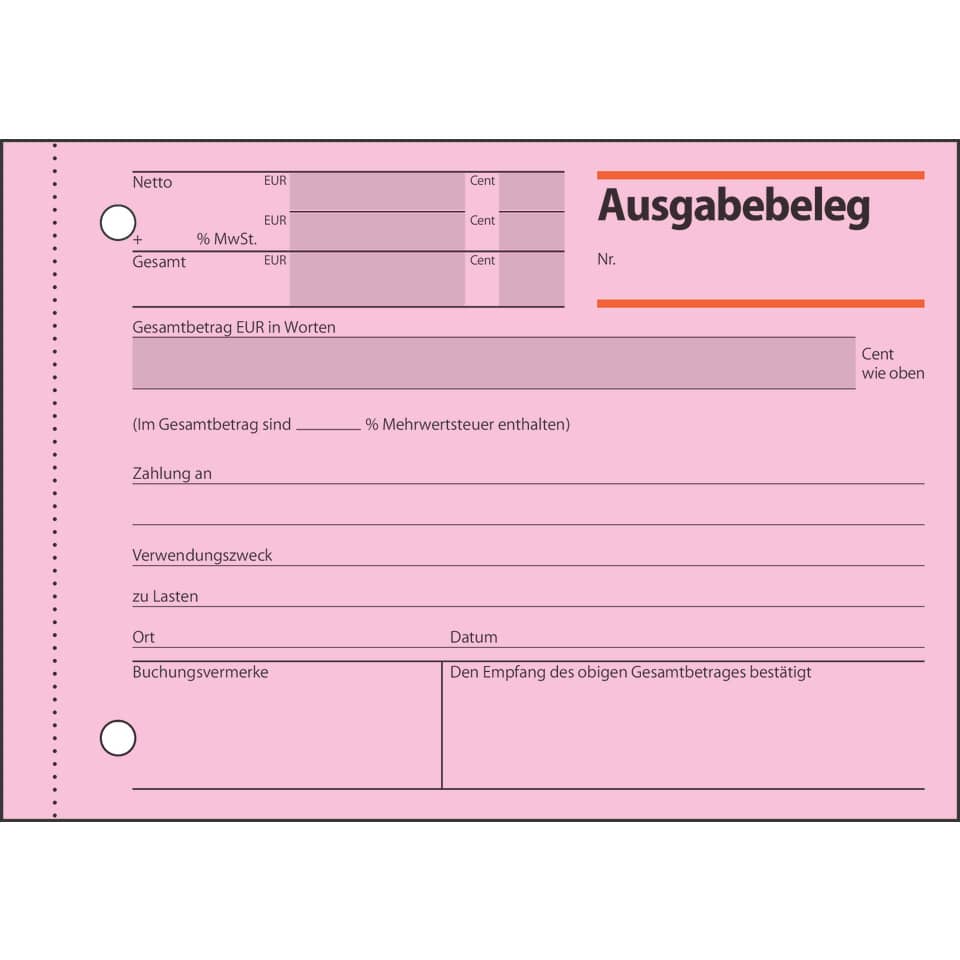Ausgabebeleg, A6, 50 Blatt, rosa SIGEL AG615 SIGEL AG615 50BL