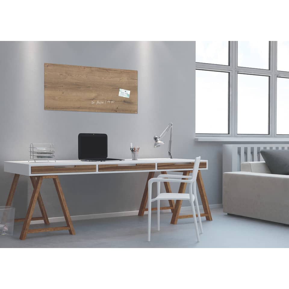 Glas-Magnettafel Artverum, 91x46cm, Design Natural-Wood SIGEL GL258 SIGEL GL258 910x460x15 mm