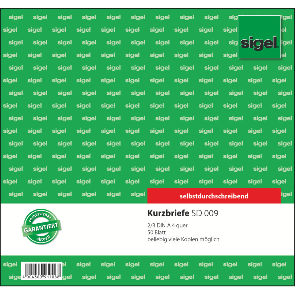 Kurzbrief 2/3 A4, 50 Blatt SIGEL SD009 SIGEL SD009 50Bl/SD