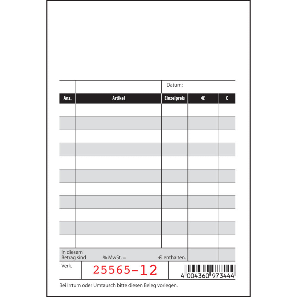 Kassenblock mit Additionsblatt, 100x165mm, 2x50 Blatt SIGEL KC620 SIGEL KC620 10x15cm