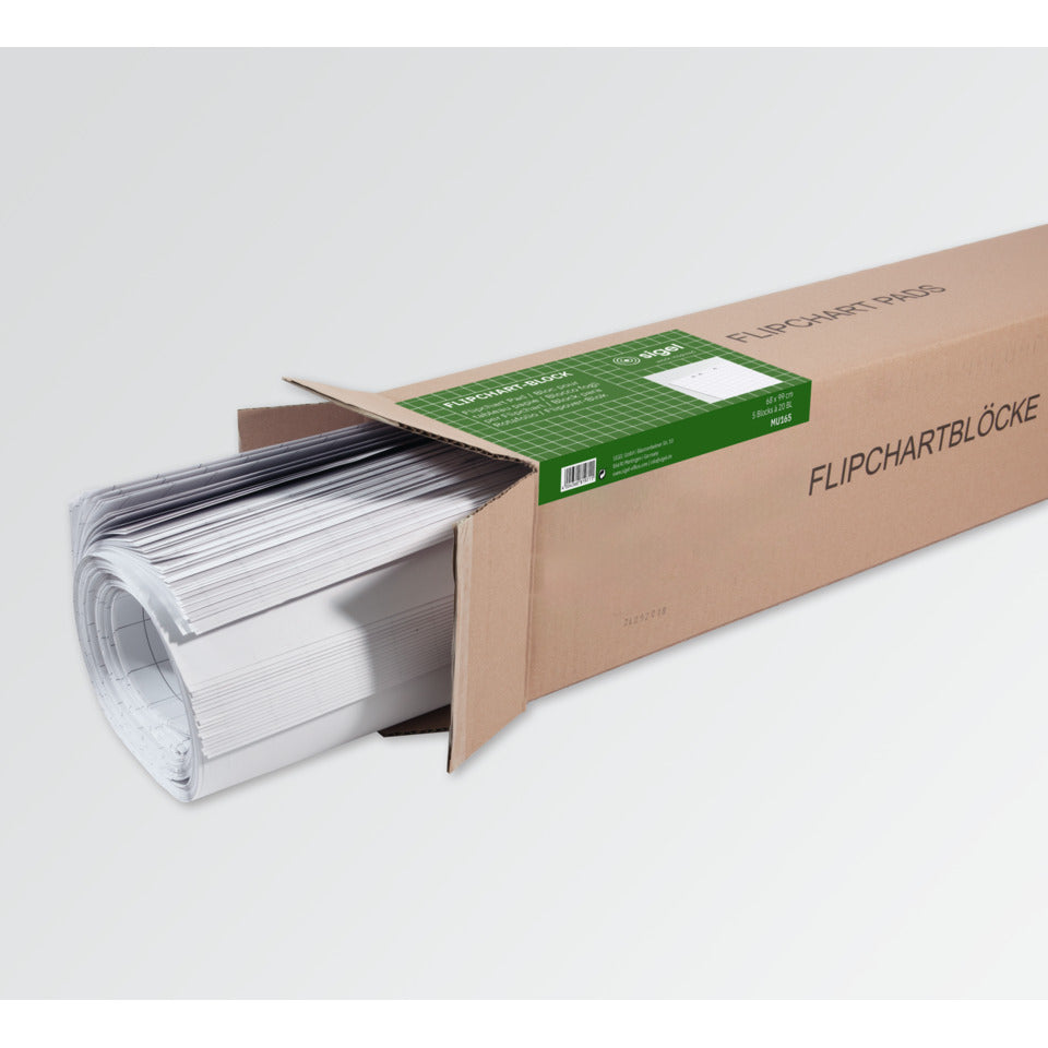 Flipchartblock, 68 x 98 cm, 80g/m², 5 Stück á 20 Blatt, kariert, weiß SIGEL MU165 SIGEL MU165 68x98cm 80g