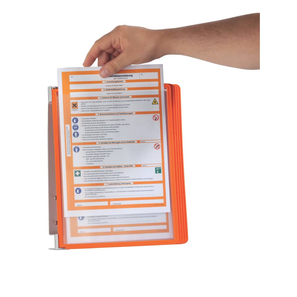 Sichttafelwandhalter VARIO® WALL 5, inkl. 5 Sichttafeln in orange, 265 x 345 mm DURABLE 5551 09 DURABLE 5551 09 Vario Wall 5