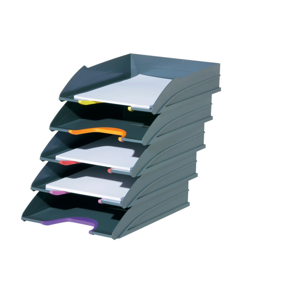 Briefablage Varicolor® Letter Tray Set, C4, 5 Stück, anthrazit/farbig DURABLE 770557 DURABLE 770557  5Briefklörbe