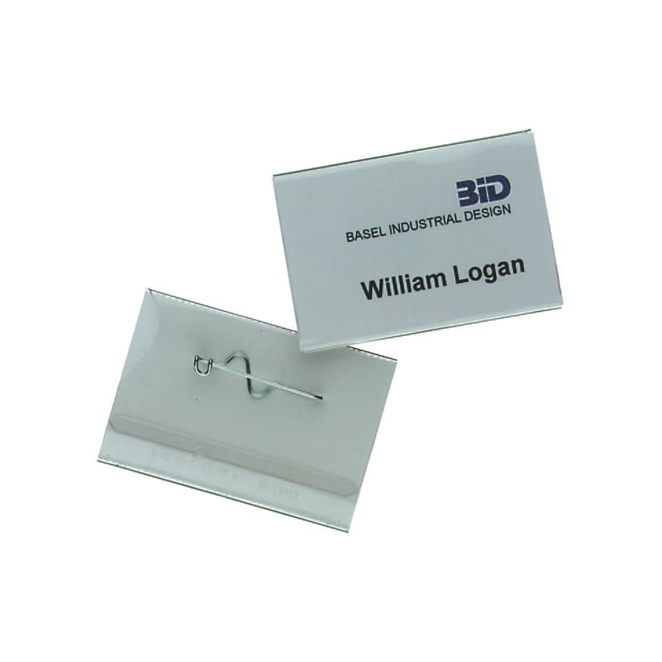 Namensschild mit Nadel, 60 x 30 mm, transparent, Kunststoff, 100 Stück DURABLE 8006 19 DURABLE 8006 19 m.Nadel