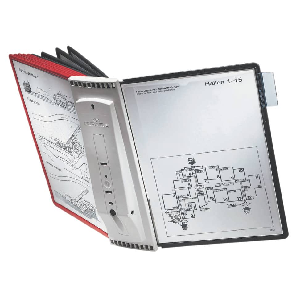 Sichttafelwandhalter SHERPA® WALL MODULE 5, grau, für 5 Tafeln A4, 57 x 338 mm DURABLE 5622 10 MODULE 5 DURACLIP 5622 10