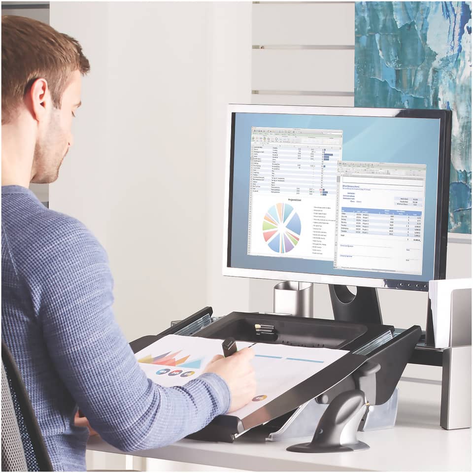 Dokumentenhalter/Schreibunterlage flexibel Easy Glide(TM), schwarz/grau FELLOWES 8210001 FELLOWES 8210001 Easy Glide