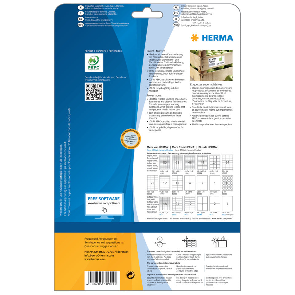 Poweretiketten stark haftend, 35,6x16,9mm, 2000 Stück, weiß  ~ HERMA 10901 HERMA 10901  25x80=2000St