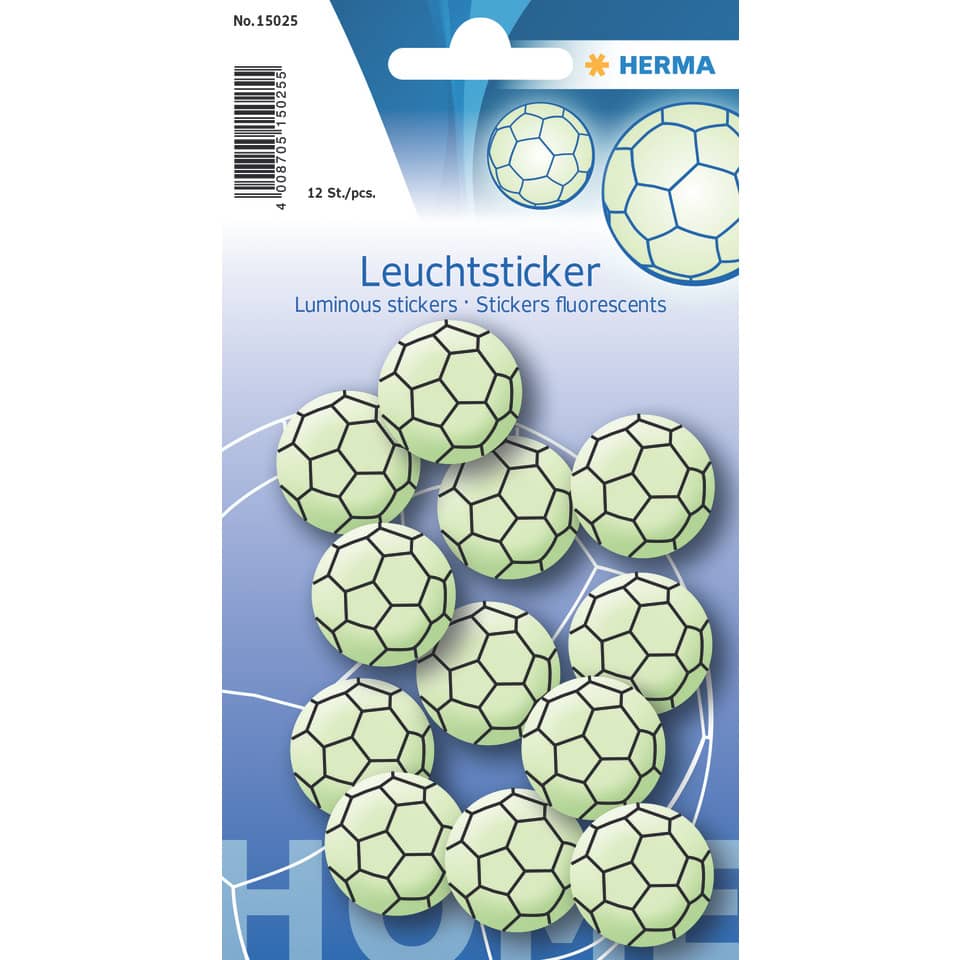Leuchtsticker Fussball Mini, 12 Stück HERMA 15025 HERMA 15025  Mini 12 Stück