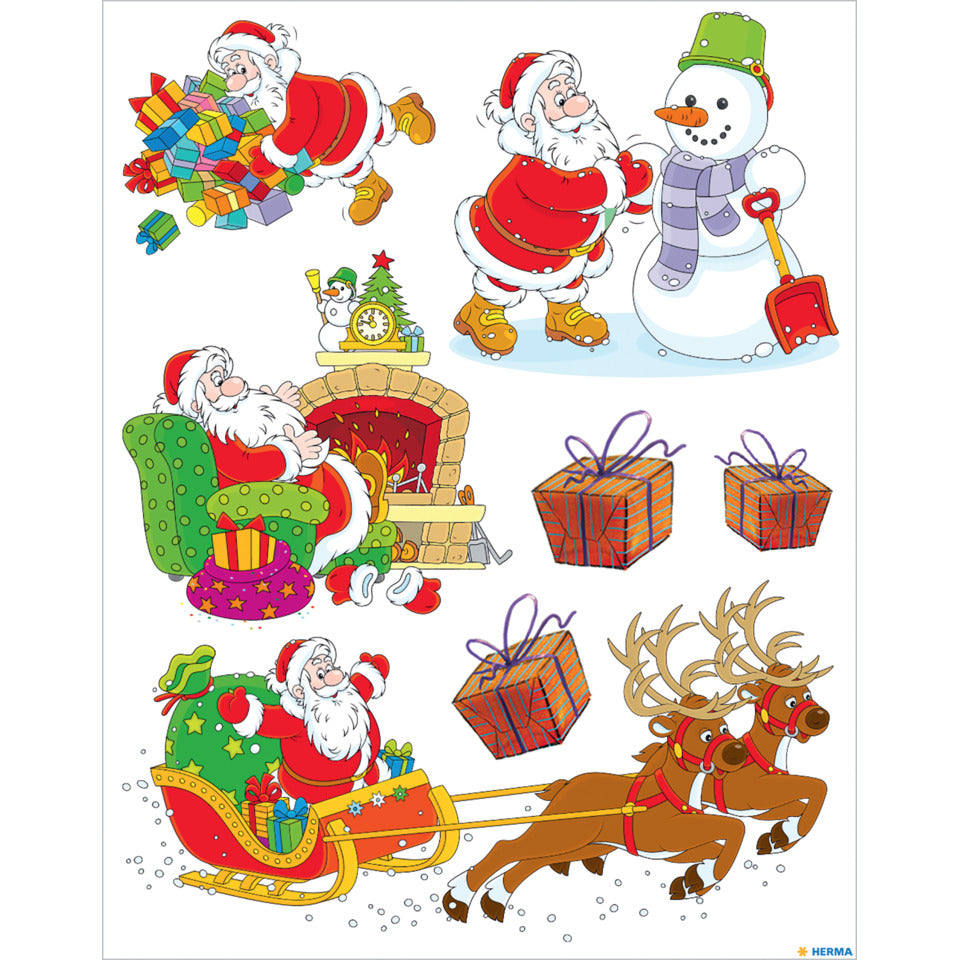 Fensterbilder Fröhlicher Weihnachtsmann, 7 Stück HERMA 15113