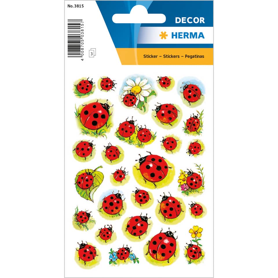Sticker Marienkäfer+Blume, 84 Stück HERMA 3815 HERMA 3815  87 Stück