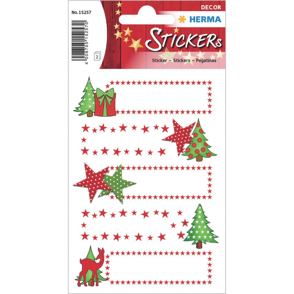 Weihnachtssticker Sterne + Tanne, beglimmert HERMA 15257 HERMA 15257 Decor beglimmert