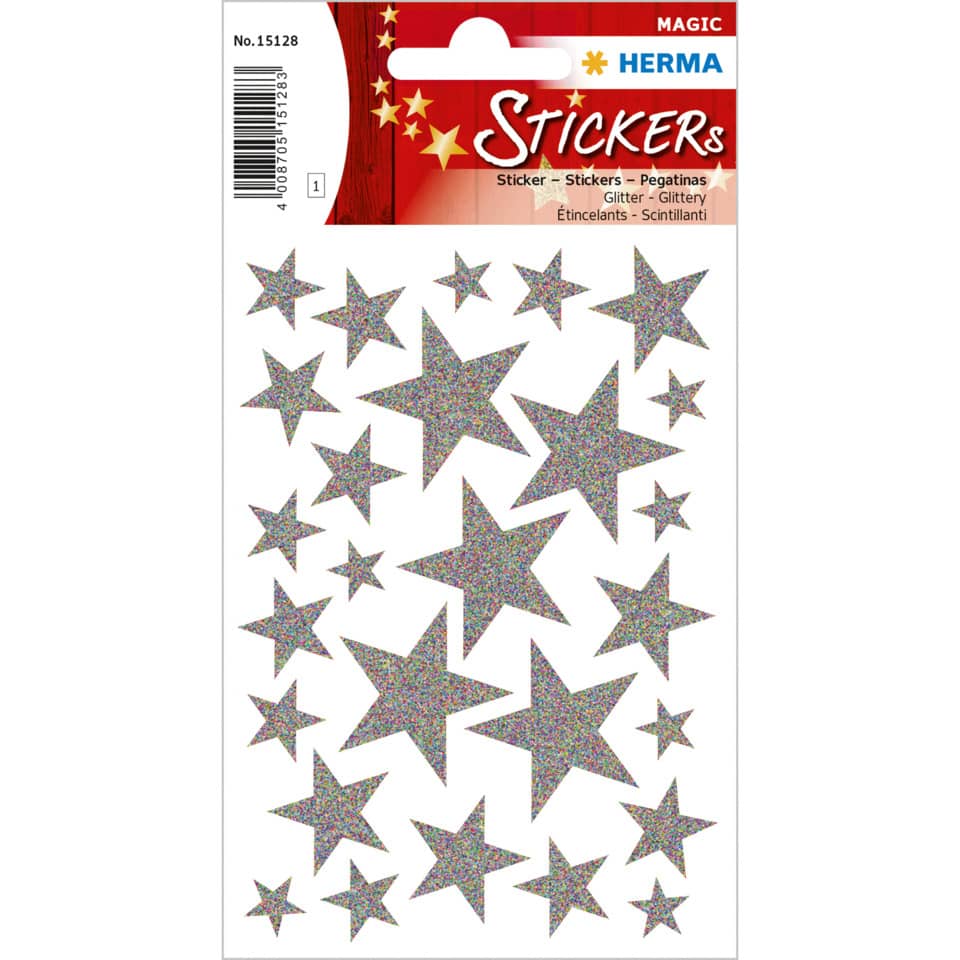 Weihnachtssticker Magic Sterne, silber HERMA 15128 HERMA 15128 Glitter