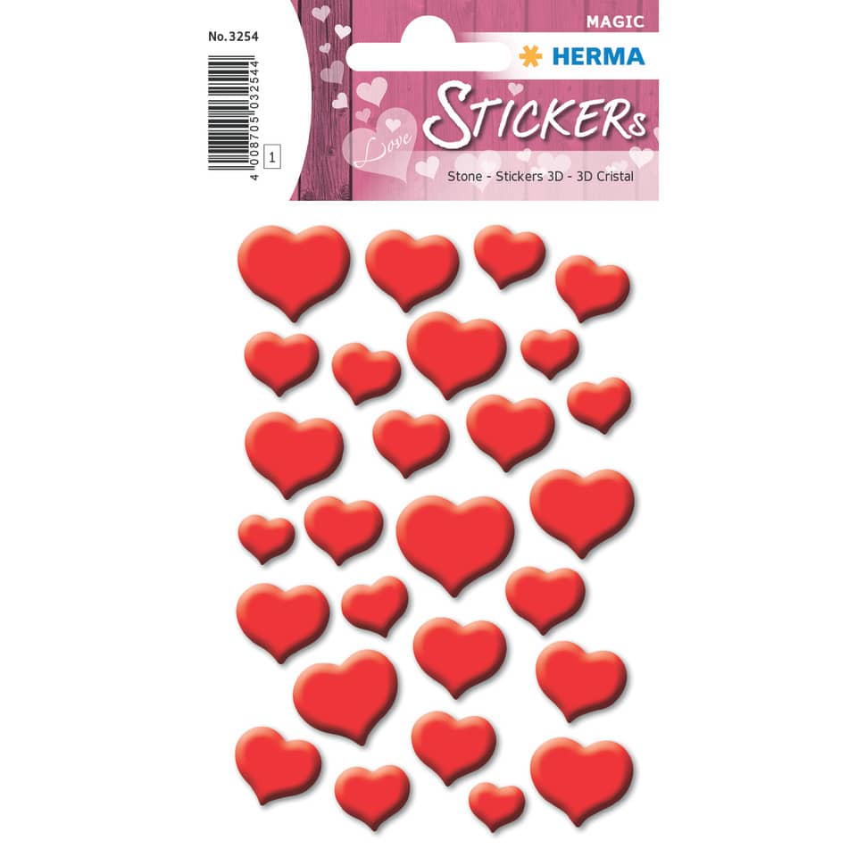 Sticker rote Herzen, Stone, 27 Stück HERMA 3254 HERMA 3254 Magic Stonesticker