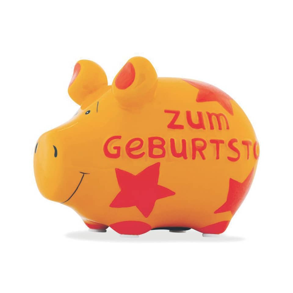 Sparschwein klein "Zum Geburtstag", 12,5 x 9 x 9 cm, Keramik KCG 10027118 KCG 100845/10027118 Zum Geburtstag