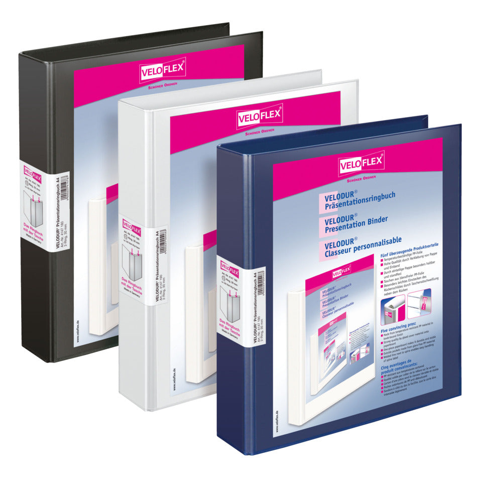 Ringbuch Velodur®, A4, 2-Ring, 25mm, weiß VELOFLEX 1143190 VELOFLEX 1143 190  4/2R/25mm