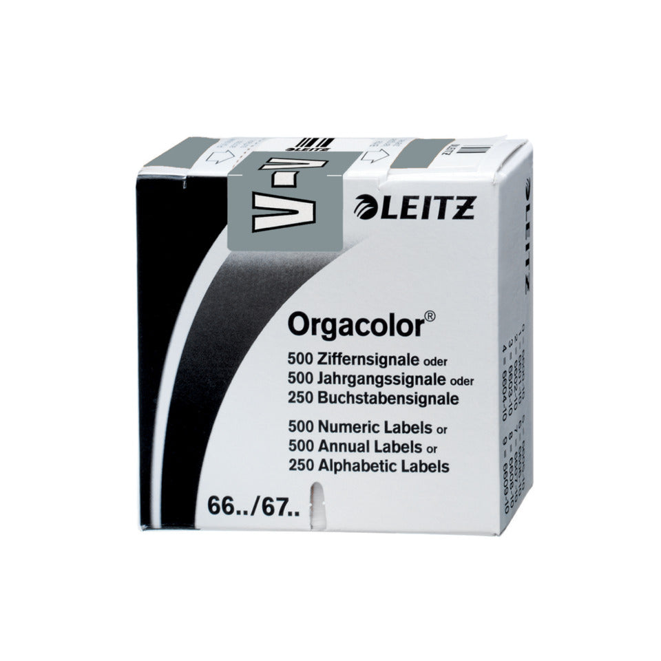 Buchstabensignal Orgacolor® V, 250 Stück, grau LEITZ 6631-10-00