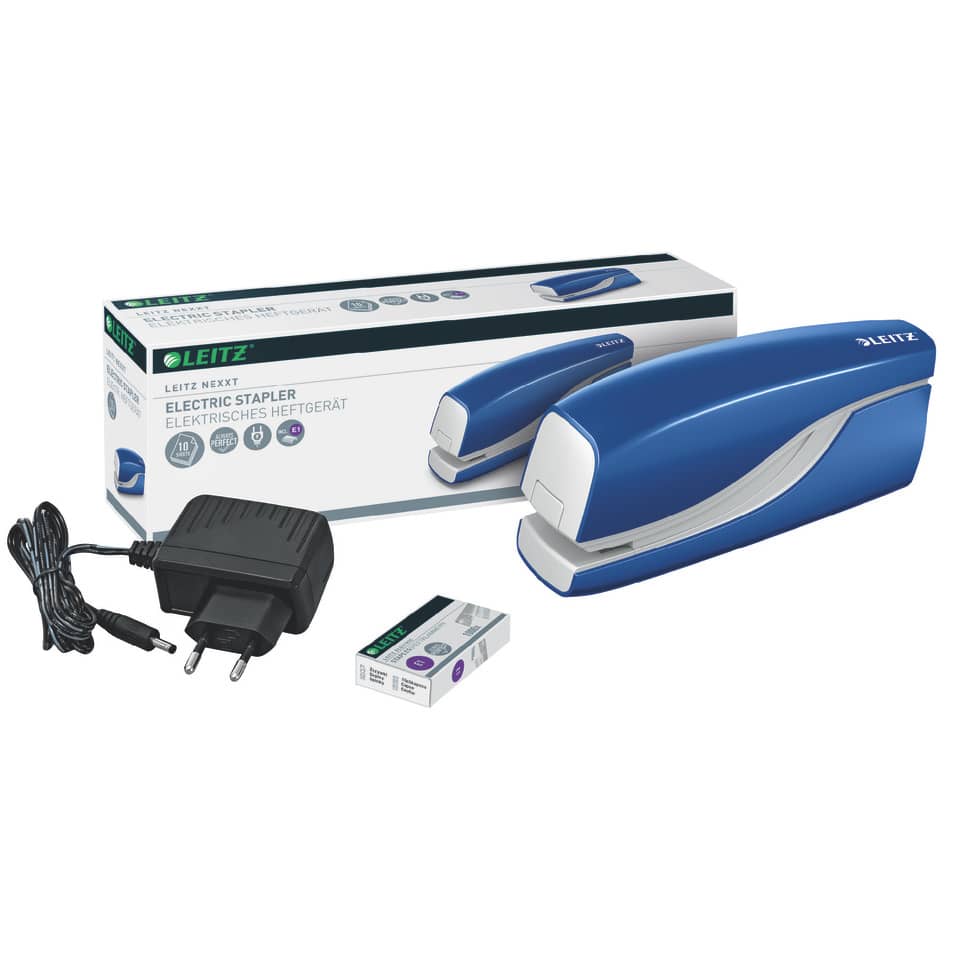 Elektrisches Heftgerät NeXXt, 10 Blatt, Einlegetiefe 10 mm, blau LEITZ 5532-00-35 LEITZ 5532-00-35 NeXXt