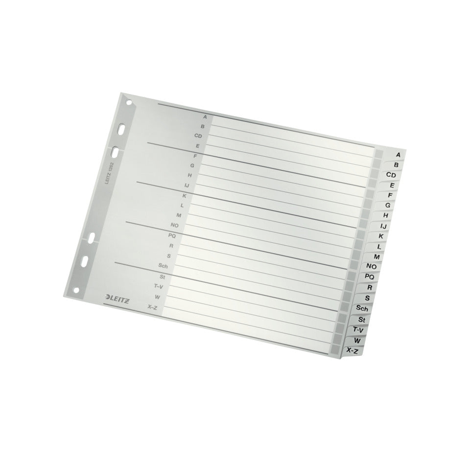 Plastikregister A-Z, A4, halbe Höhe, PP, 20 Blatt, grau LEITZ 1262-00-00 LEITZ 12620000 Plastik überbr.