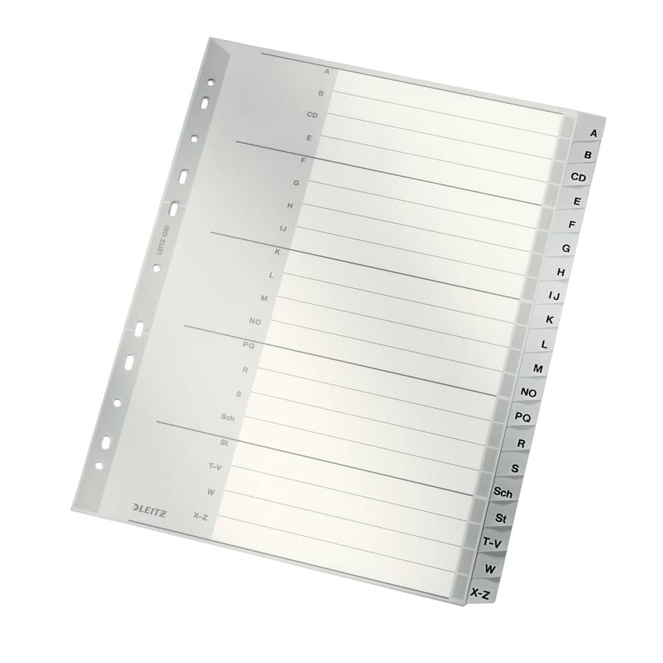 Plastikregister A-Z, A4, PP, 20 Blatt, grau LEITZ 1260-00-00 LEITZ 1260-00-00 Plast. überbr