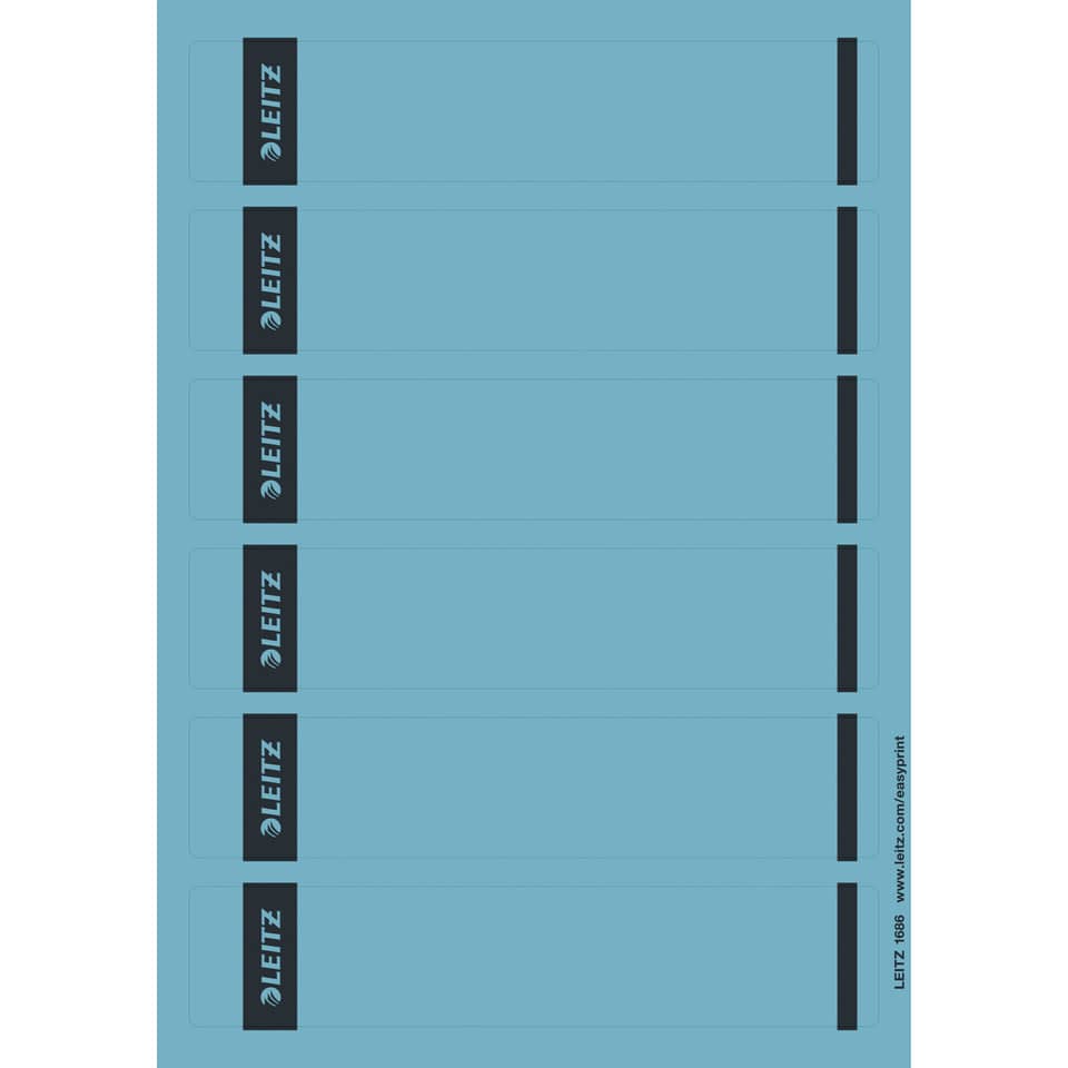 Ordnerrückenschild selbstklebend, 39 x 191 mm, schmal/kurz, 150 Stück, blau LEITZ 1686-20-35 LEITZ 16862035 SK 25x6ST