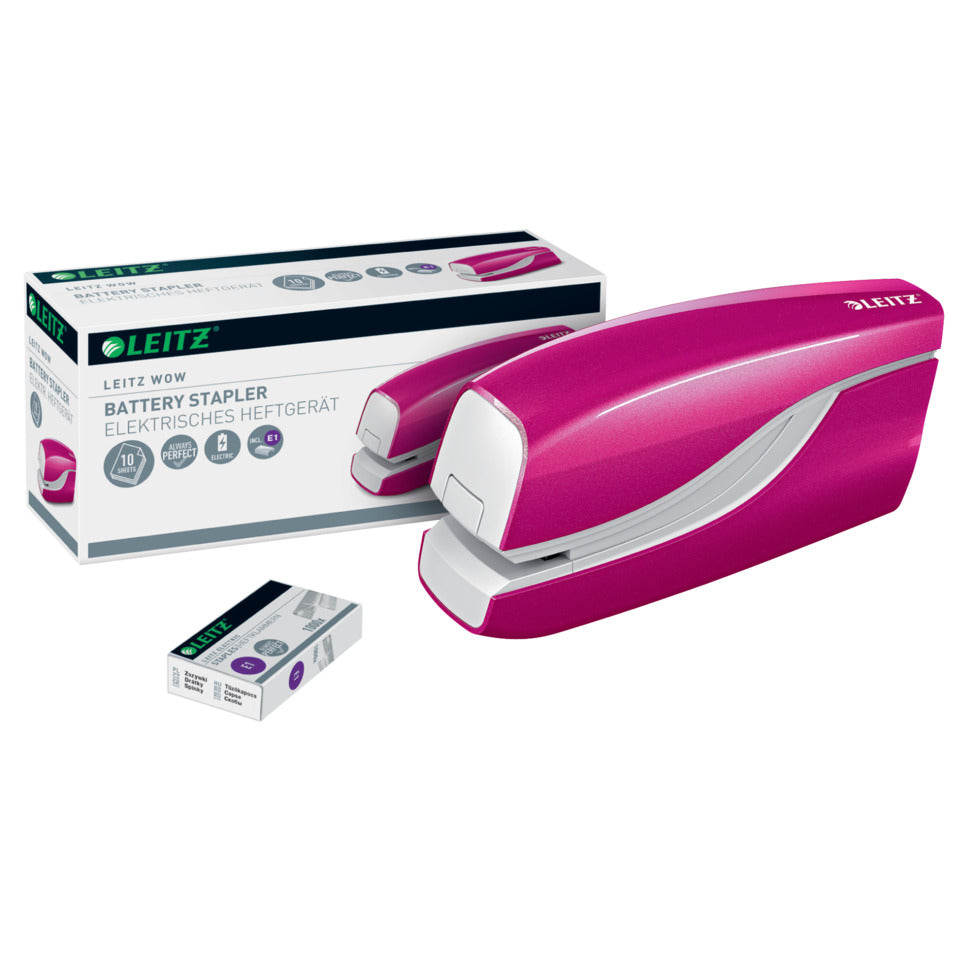 Elektrisches Heftgerät WOW, 10 Blatt, Einlegetiefe 10 mm, pink LEITZ 5566-10-23 LEITZ 5566-10-23 NeXXt 10 Blatt