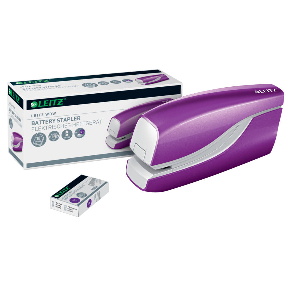 Elektrisches Heftgerät WOW, 10 Blatt, Einlegetiefe 10 mm, violett LEITZ 5566-10-62 LEITZ 5566-10-62 NeXXt 10 Blatt