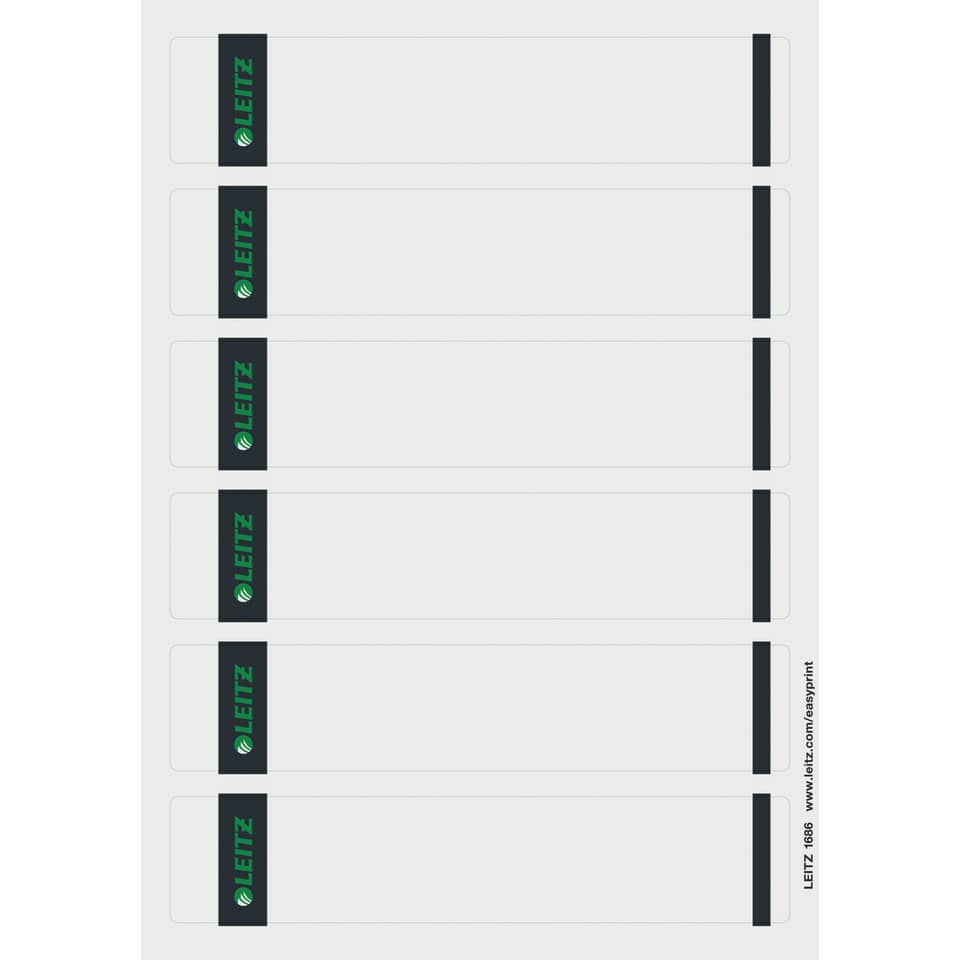 Ordnerrückenschild selbstklebend, 39 x 191 mm, schmal/kurz, 150 Stück, grau LEITZ 1686-20-85 LEITZ 16862085 SK 25x6ST