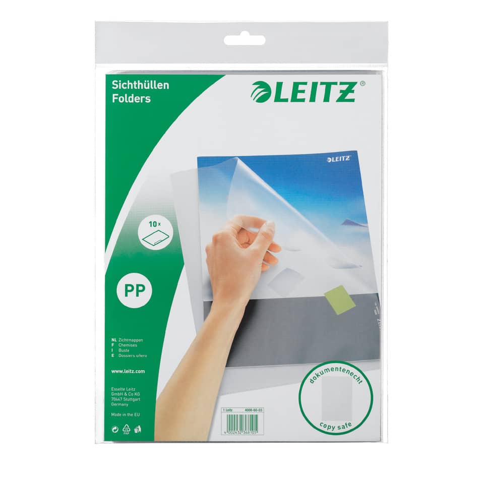 Sichthülle Standard, A4, PP, genarbt, dokumentenecht, 10 Stück, farblos LEITZ 4000-60-03 LEITZ 4000-60-03  PG10St