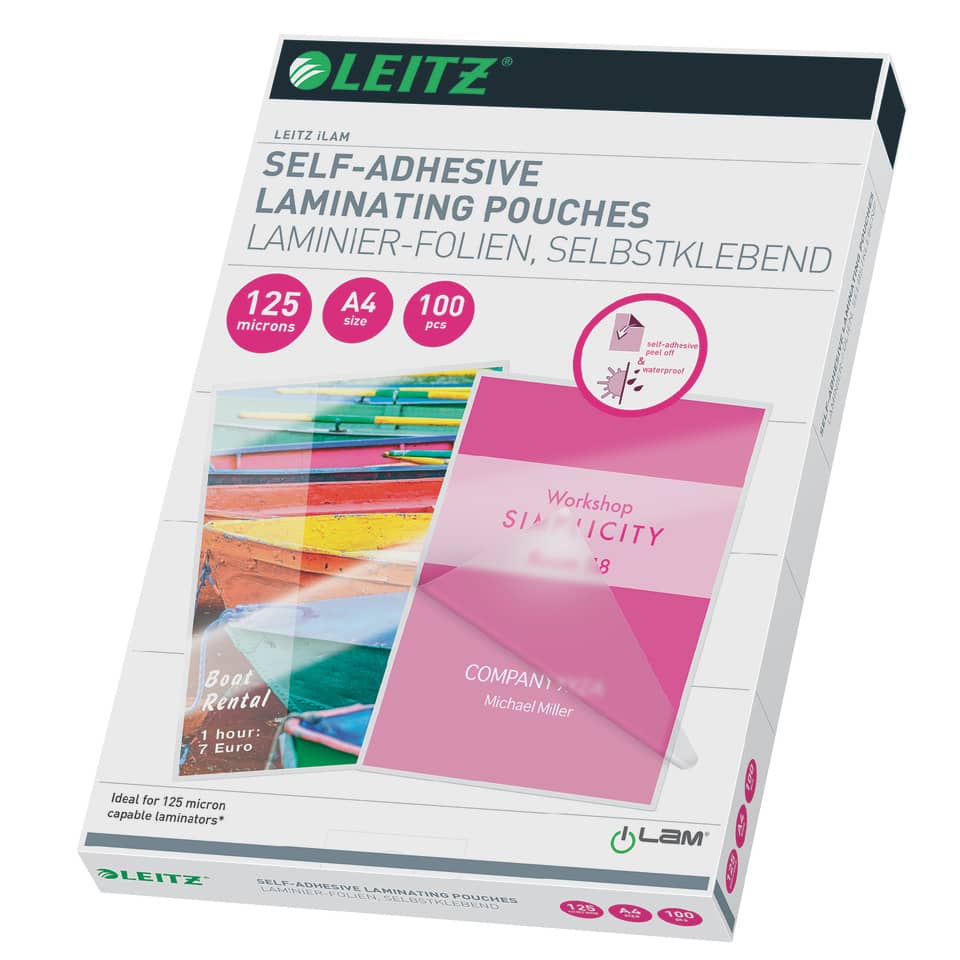 Laminierhülle, A4, 125 µm, selbstklebend, glänzend, 100 Stück LEITZ 16925 LEITZ 16925  100ST