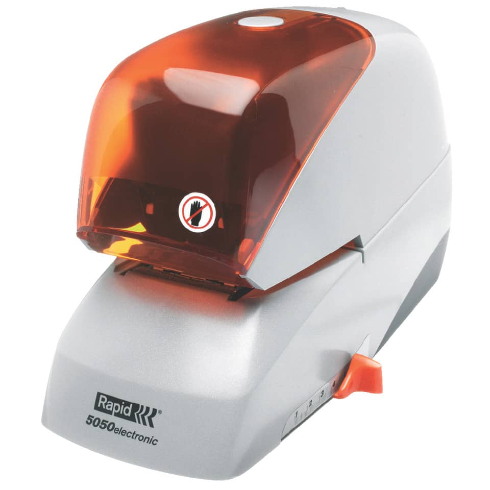 Elektrisches Flachheftgerät 5050e, 50 Blatt, Einlegetiefe 50 mm, silber/orange RAPID 20993214