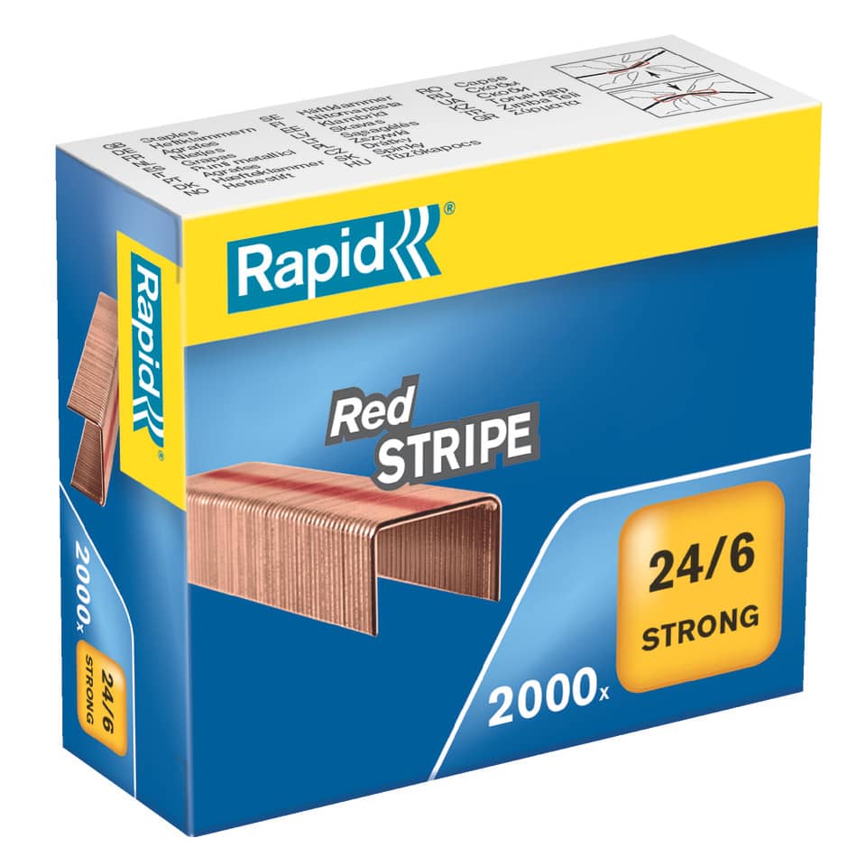 Heftklammern 24/6mm Red Stripe, verzinkt, mit Sollbruchstelle, 2000 Stück RAPID 11700245 RAPID 11700245 2000St RedStrip