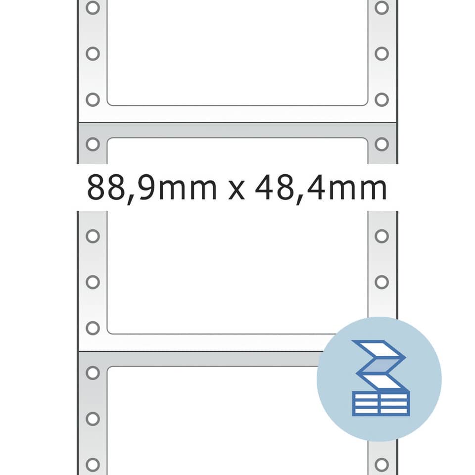 Computeretiketten permanent, 88,9x48,4mm, 3000 Stück, weiß HERMA 8204