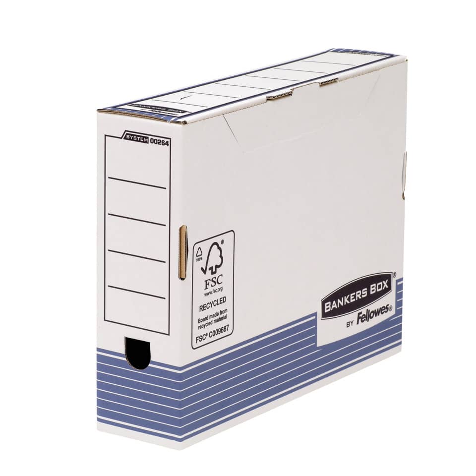 Archivschachtel Bankers Box® System, 85 x 327 x 265 mm, weiß/blau BANKERS BOX 0026401 FELLOWES 0026401 R-Kive