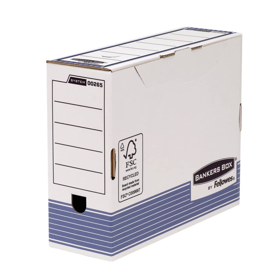 Archivschachtel Bankers Box® System, 111 x 327 x 265 mm, weiß/blau BANKERS BOX 0026501 FELLOWES 0026501 R-Kive