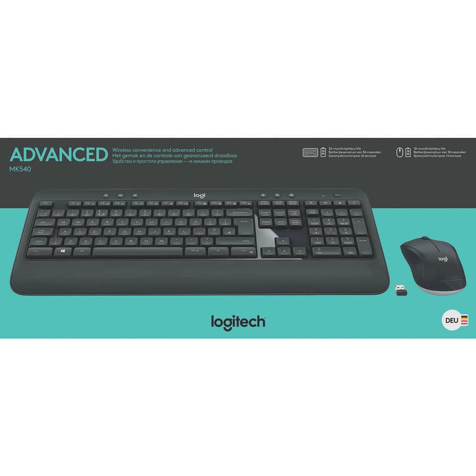Tastatur+Maus MK540, Deutsch, kabellos, schwarz LOGITECH 920-008675 LOGITECH 920-008675 kabellos