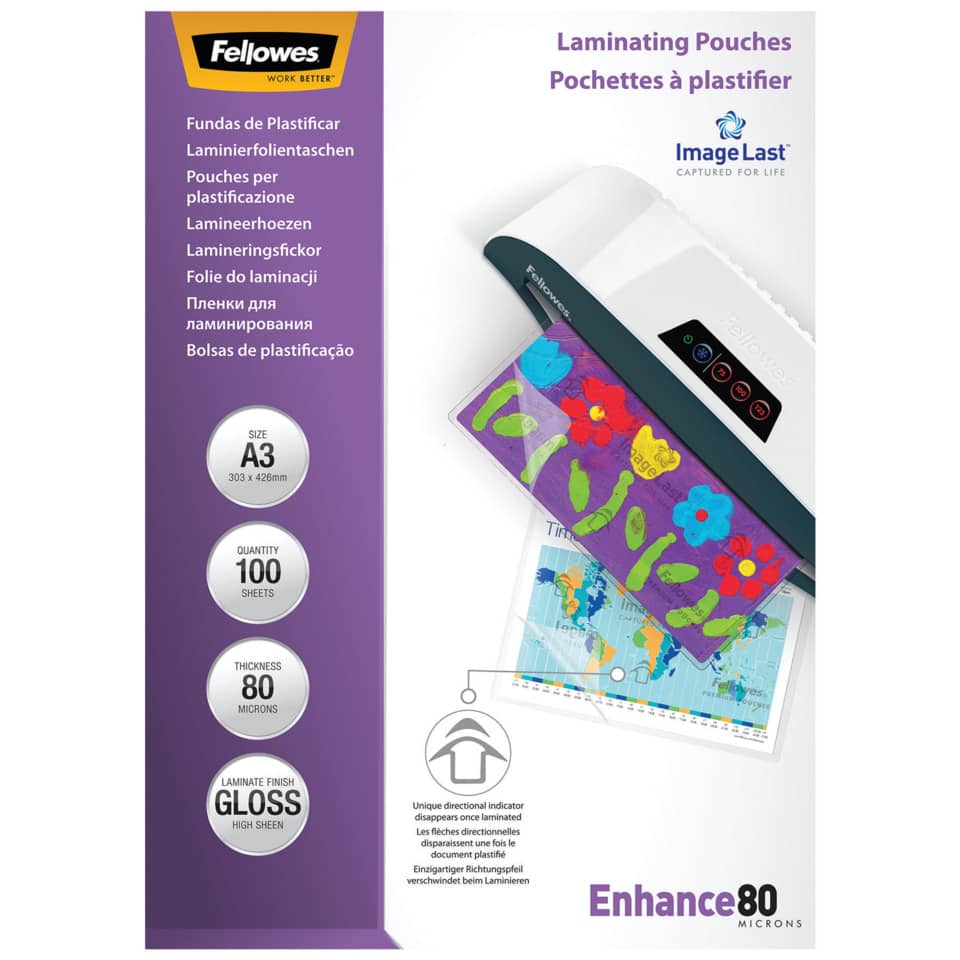 Laminierhülle Enhance, A3, 80 µm, glänzend, 100 Stück FELLOWES 5306207 FELLOWES 5306207 glänzend