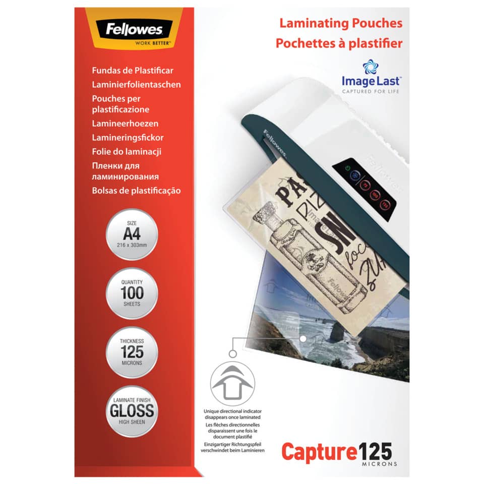 Laminierhülle Capture, A4, 125 µm, glänzend, 100 Stück FELLOWES 5307407 FELLOWES 5307407 glänzend